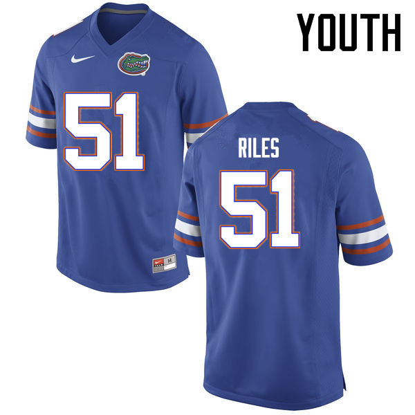 Youth Florida Gators #51 Antonio Riles College Football Jerseys Sale-Blue - Click Image to Close